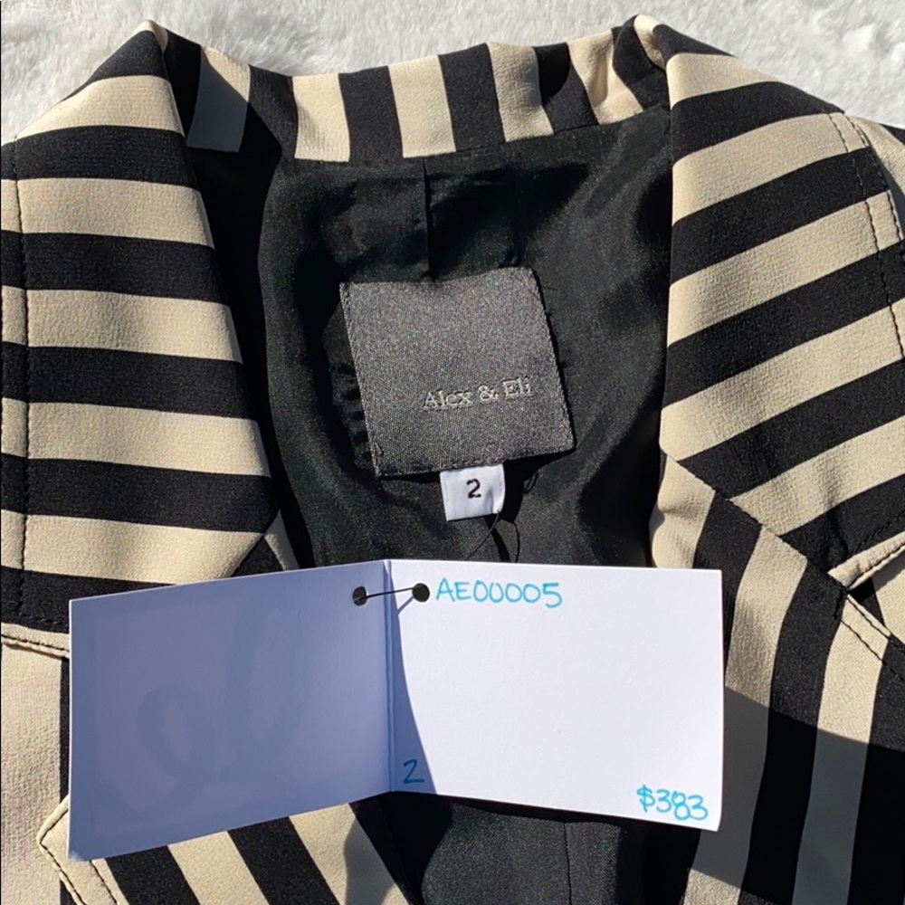ALEX & ELI short set 2 silk striped designer brand blazer BETTLEJUICE - Picture 5 of 13